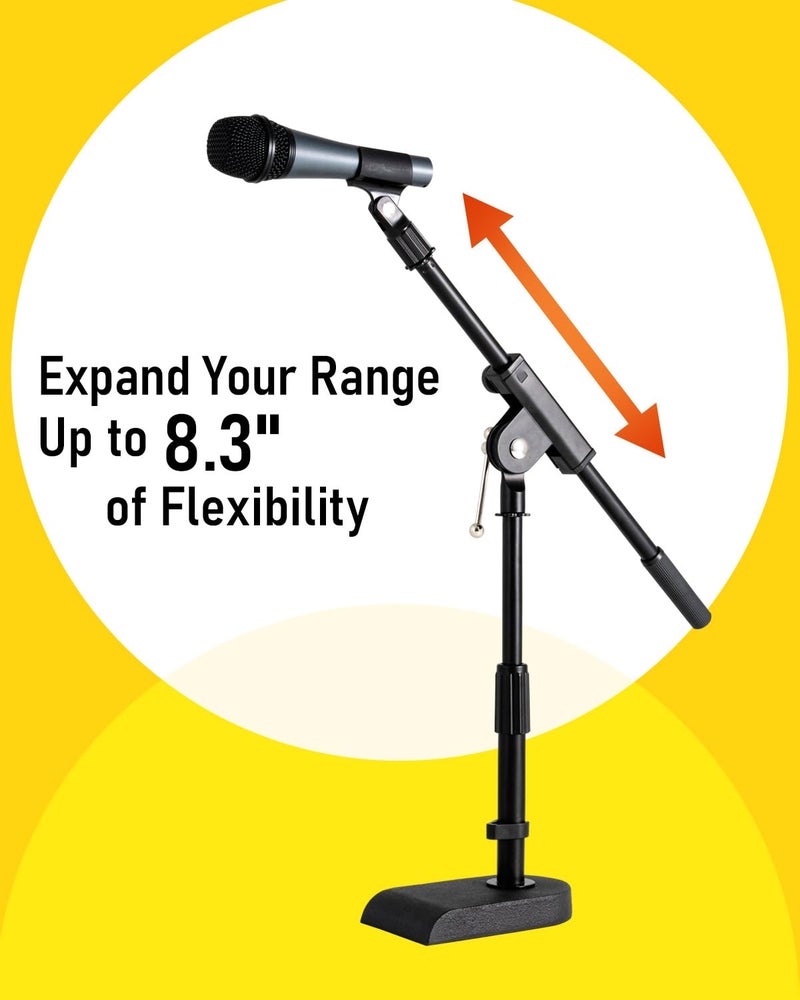 Stage Rocker Adjustable Low-profile Microphone Stand - Snare/Tom Bottom/Bass (Kick) Drum/Table Top, Adjustable Height, 15.75â€œ Telescoping Boom Arm, Clip-on cable holder, Powered by Hamilton (SR610111) - Image 3